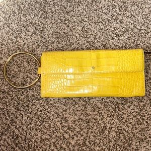 Kate Spade Yellow Croc Embossed Key Ring Wristlet Clutch RARE!